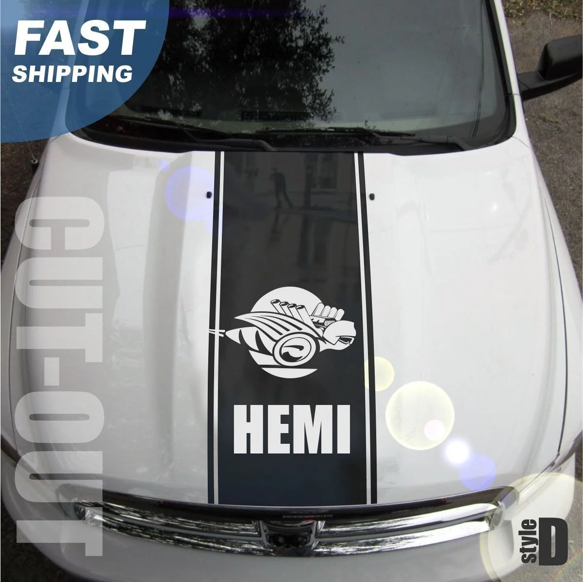 

For Ram Truck 1500 2500 3500 Bee Hood Stripes Vinyl Decal Sticker Graphic