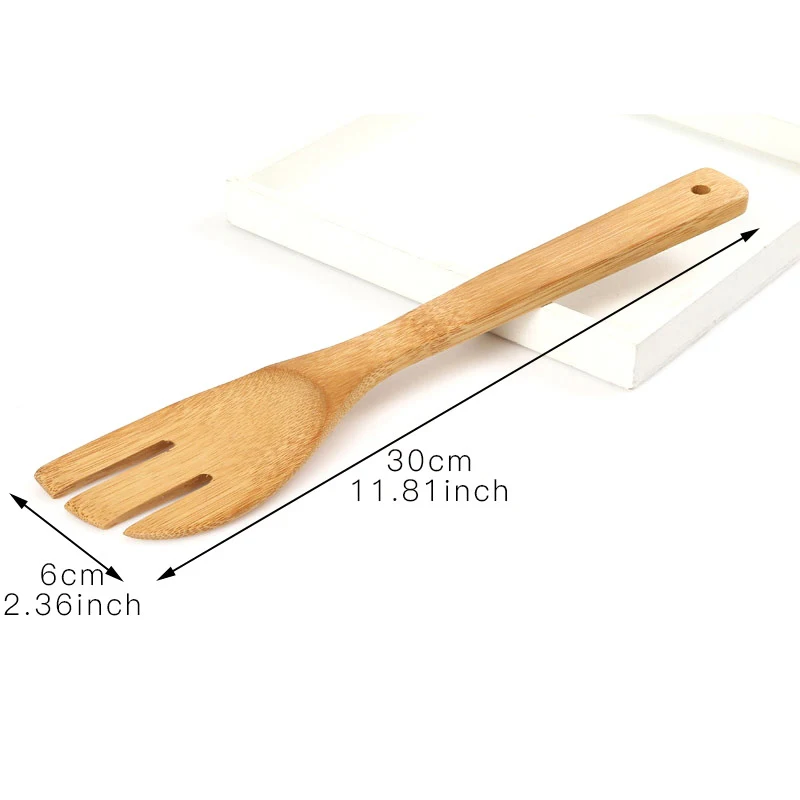 

Cooking Utensils Set 6 Pieces Bamboo Wooden Spoons Spatulas Bonus Heat Resistant for Cookware Kitchen Tools Non Stick