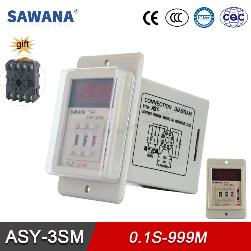 Электронное реле времени AC110V 220V DC 24V 0 1 S-999M Multi диапазон переменной ASY-3SM 8 шпильки