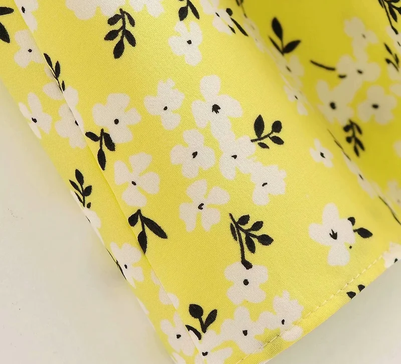 

2021 Spring Summer Puff Short Sleeve Ladies Mini Dress Vestidos Women Print French Style Dress