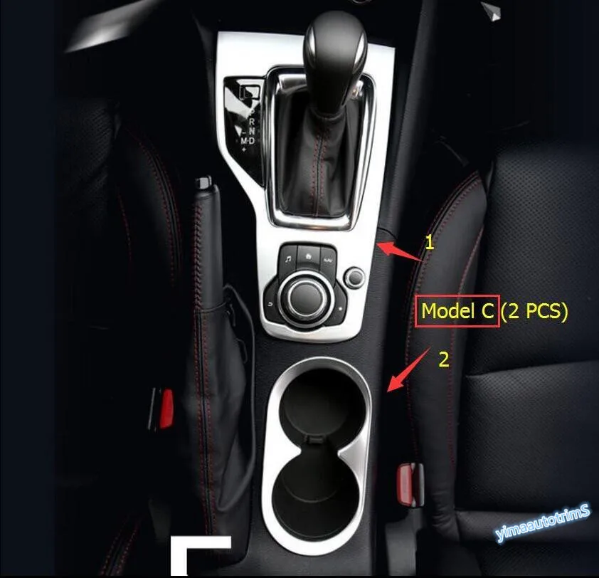 Yimaautoпланки Аксессуары для Mazda 3 ABS держатель стакана воды+ Переключение передач шестерни панель украшения крышка отделка - Цвет: Model C