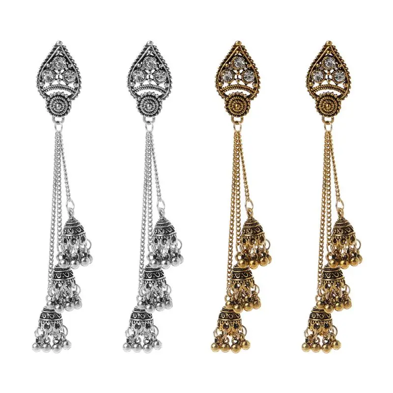 

Индийские этнические болливудские длинные висячие серьги с кисточкой Jhumka, модные ювелирные изделия