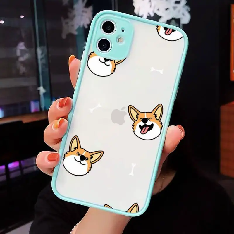 

Corgi Phone Cases Matte transparent For blue iPhone 12 Mini 11 Pro XR XS Max 7 8 Plus X Back Cover
