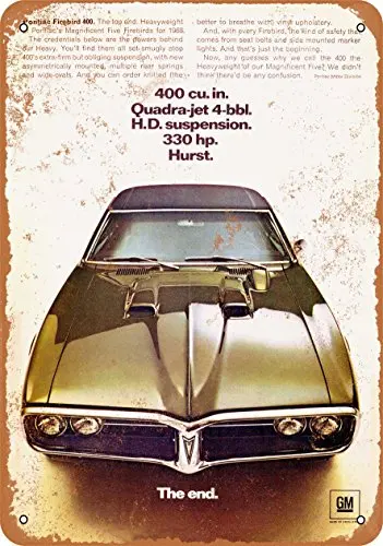 

Metal Sign - 1968 Pontiac Firebird 400 - Vintage Look 2Wall Decor for Cafe beer Bar Decoration Crafts