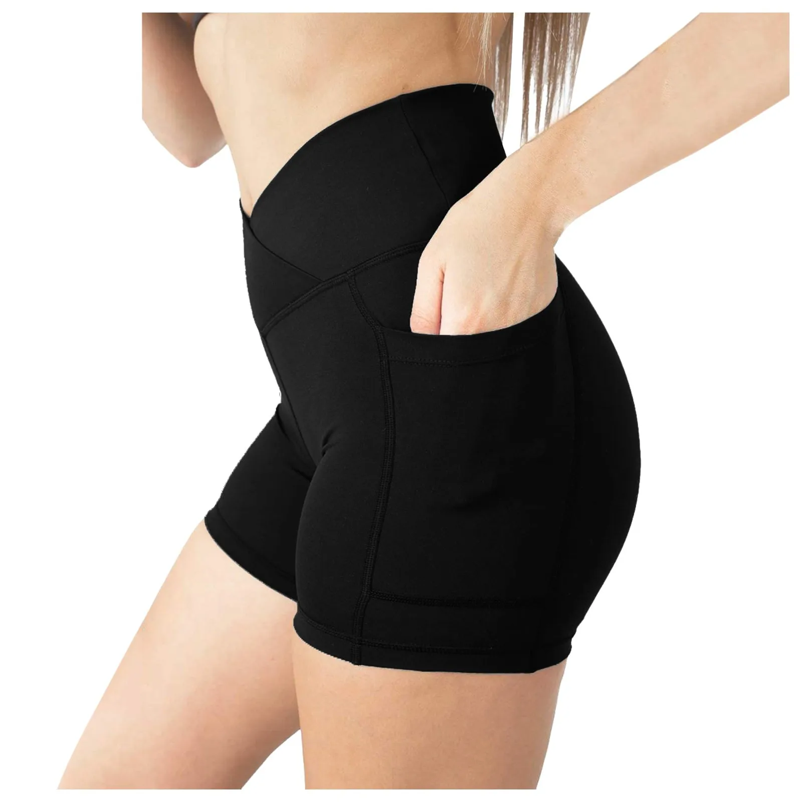 

Women Gym Shorts Women High Waist Lifting Push Up Tight Sports Leggings Phone Pocket Jogging Running Fitness Shorts Pant #YJ