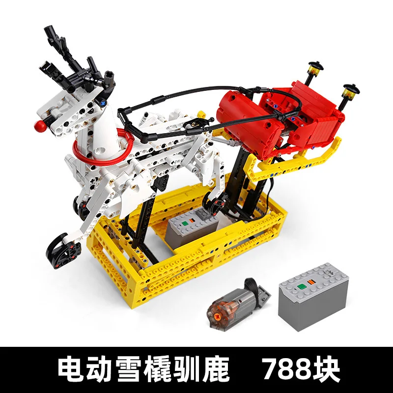 

10010 MOC-4121 Motorized Sleigh Reindeer Building Blocks Bricks Children Creative Christmas Toys Kids Birthday Gifts