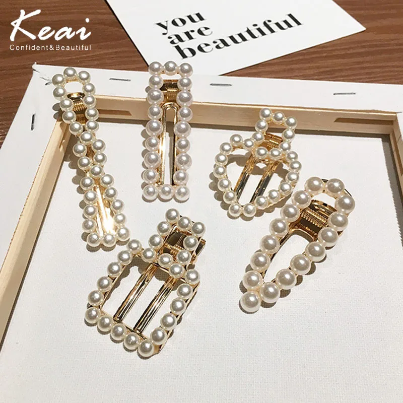 

1PCS New Pearl Hair Clip Women Hair Barrette Stick Snap Hair clips Wholesale Lots Salon Hairpin hair Styling Accessories