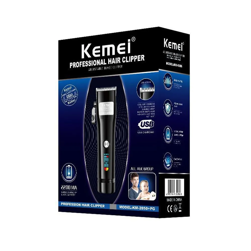 

KEMEI KM-2850+PG Hair Trimmer Hair Clipper Rechargeable Hair Clipper Haircut Machine 180min Powerful LCD DisplayOil Head Clipper