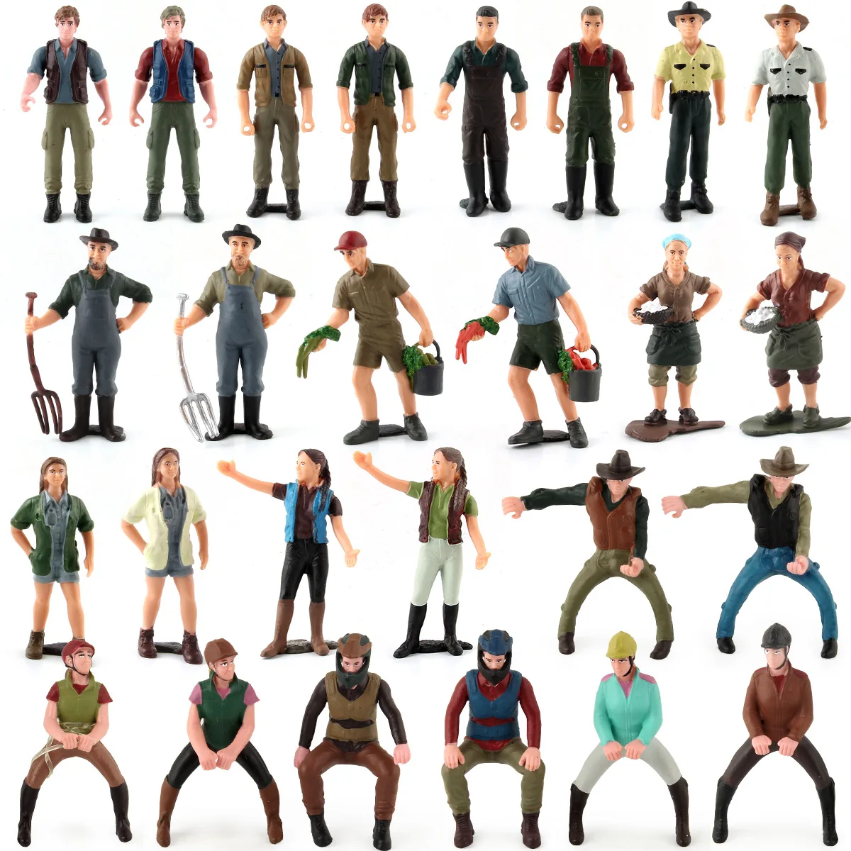 

9cm Simulation Farm Figure Set 16/26pcs Farmer Cowboy Horseman Swineherd Herdsman Model Action Doll Miniature Toys
