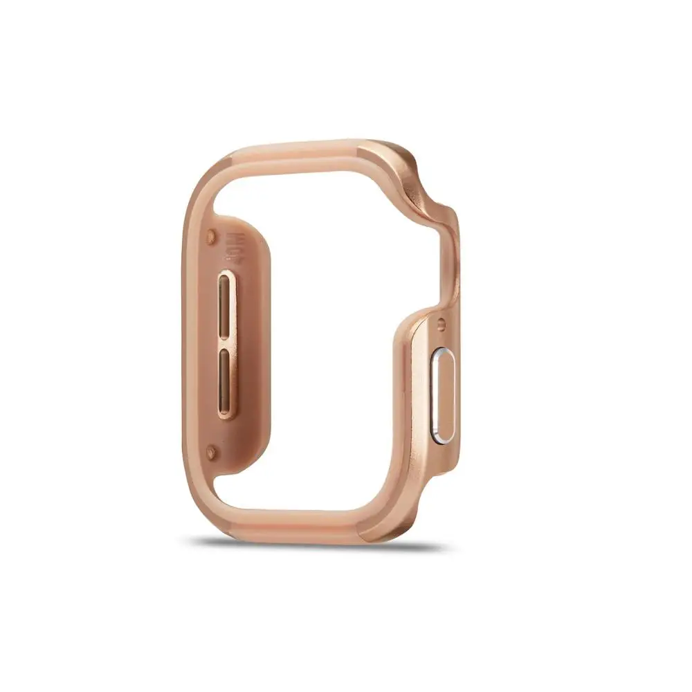Бампер часы Чехол Крышка для Apple Watch чехол 5 4 3 2 44 мм, 42 мм, 38 мм, версия из мягкого ТПУ+ сплав решетка радиатора протектор для наручных часов iWatch, 5, 4, 3, длина-44 мм, 40 мм - Цвет: gold
