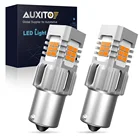 AUXITO 2x BA15S 1156 LED Canbus W21W T20 7440 W21W WY21W T25 3156 P27W светодиодный индикатор поворота без ошибок гипер-вспышка указатель поворота автомобисветильник онарь Янтарный