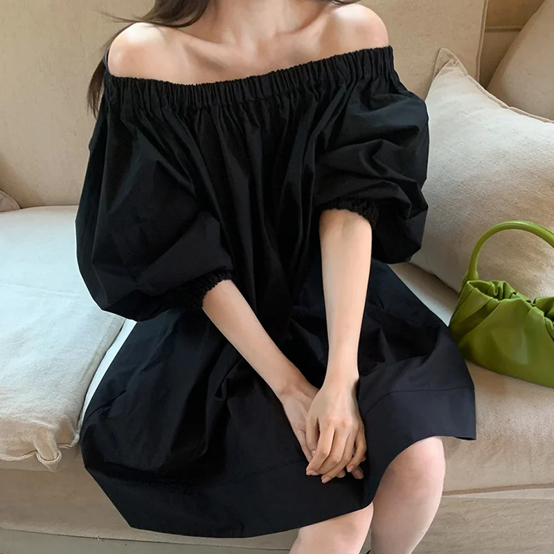 Шикарное летнее платье из Южной Кореи с одним линейным воротником и небольшим