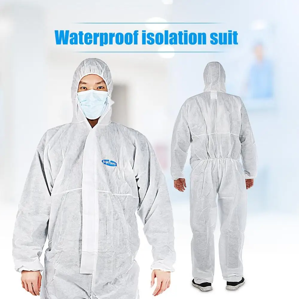 

Unisex Protective Clothing Isolation Clothing Antistatic Nonwovens Elastic Security Labour Suit Dust-proof Clothing White