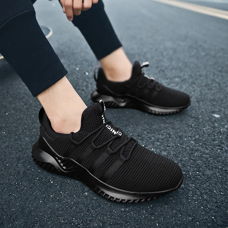 Мужские кроссовки на танкетке сетчатые для отдыха удобная обувь бега прочная