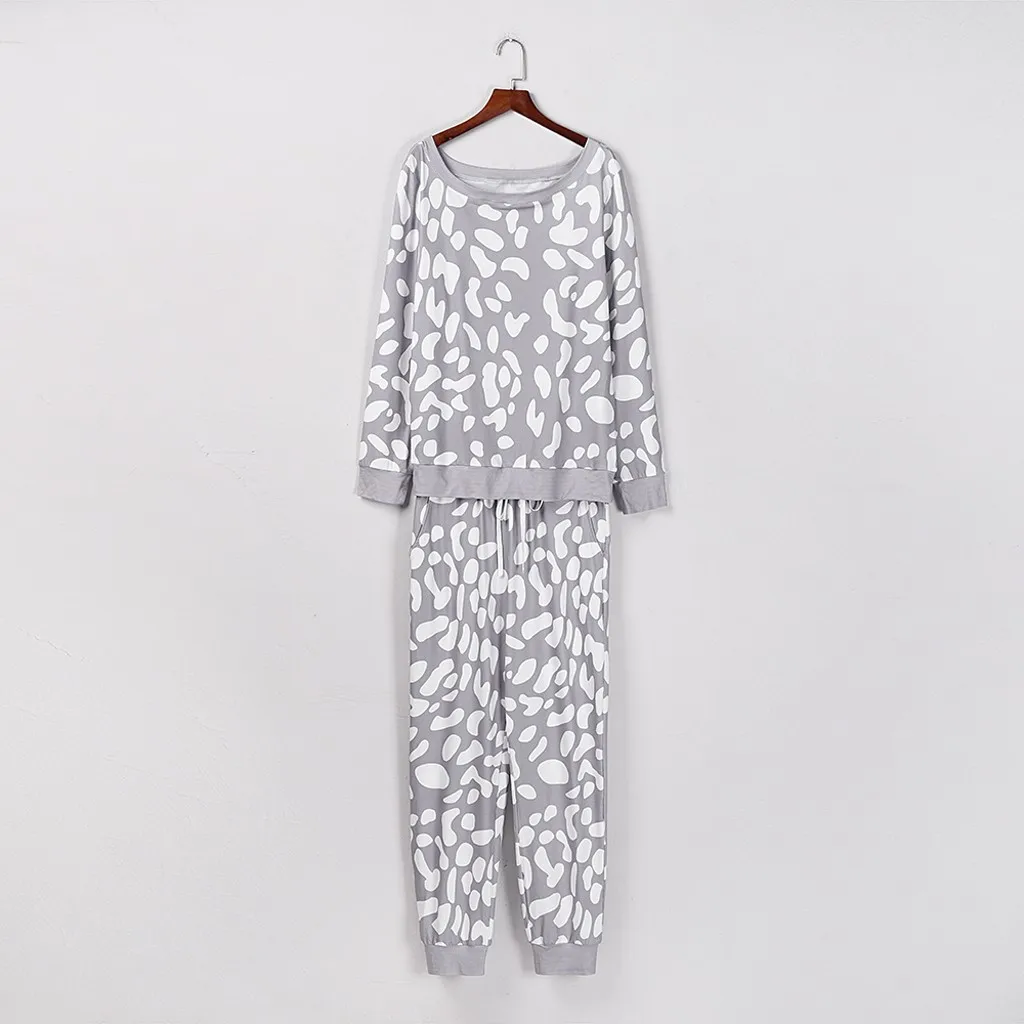 Комплект из 2 предметов Женская леопардовая расцветка Женский костюм осень-зима