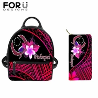 forudesigns ladies luxury designer bags pohnpei polynesian hibiscus pattern 2pcs leather shoulder bags for women mini backpack