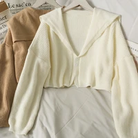korea fashion long sleeve knit sweater women cardigan 2021 autumn sweet kawaii crop tops female elegant short overcoat y2k cute