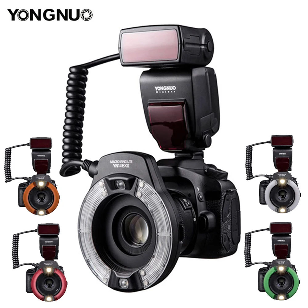 

Кольцевая вспышка Yongnuo YN14EX II TTL для макросъемки, светодиодное освещение для цифровой зеркальной камеры Canon, ротовой полости, с орнаментом для...