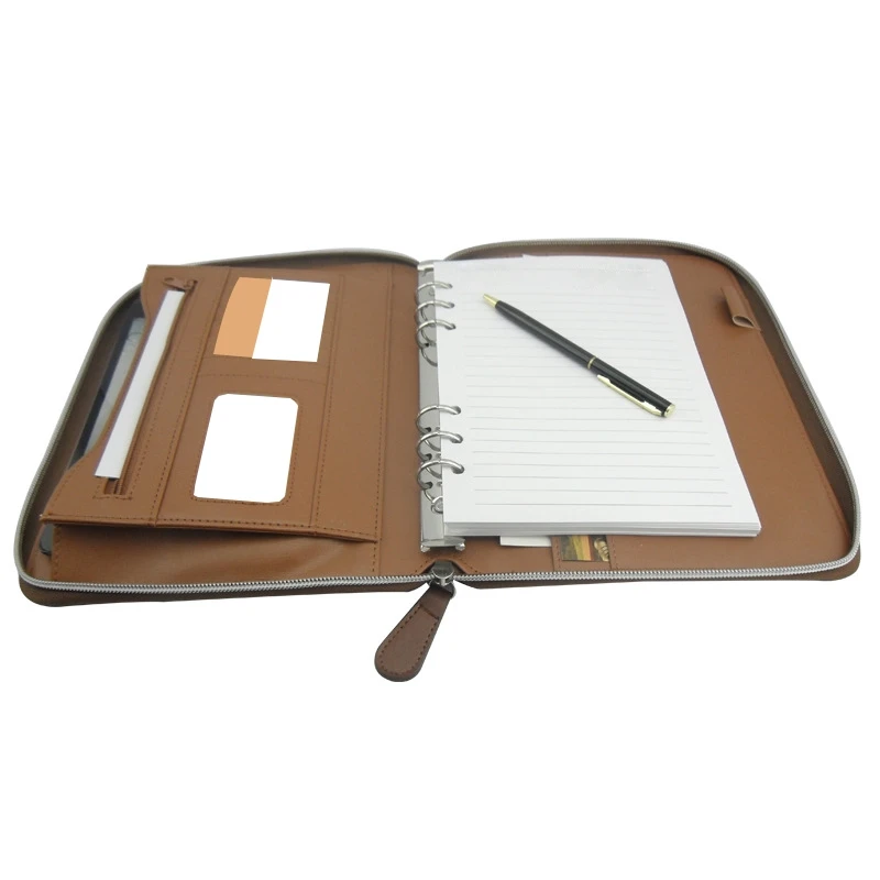 Профессиональный Бизнес портфель стиль Органайзер папка с ручками блокнот коричневая синтетическая