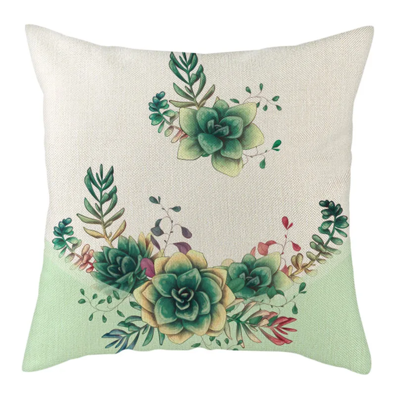 Чехол на подушку из 100% льна Fuwatacchi наволочка с розовыми розами и тюльпаном