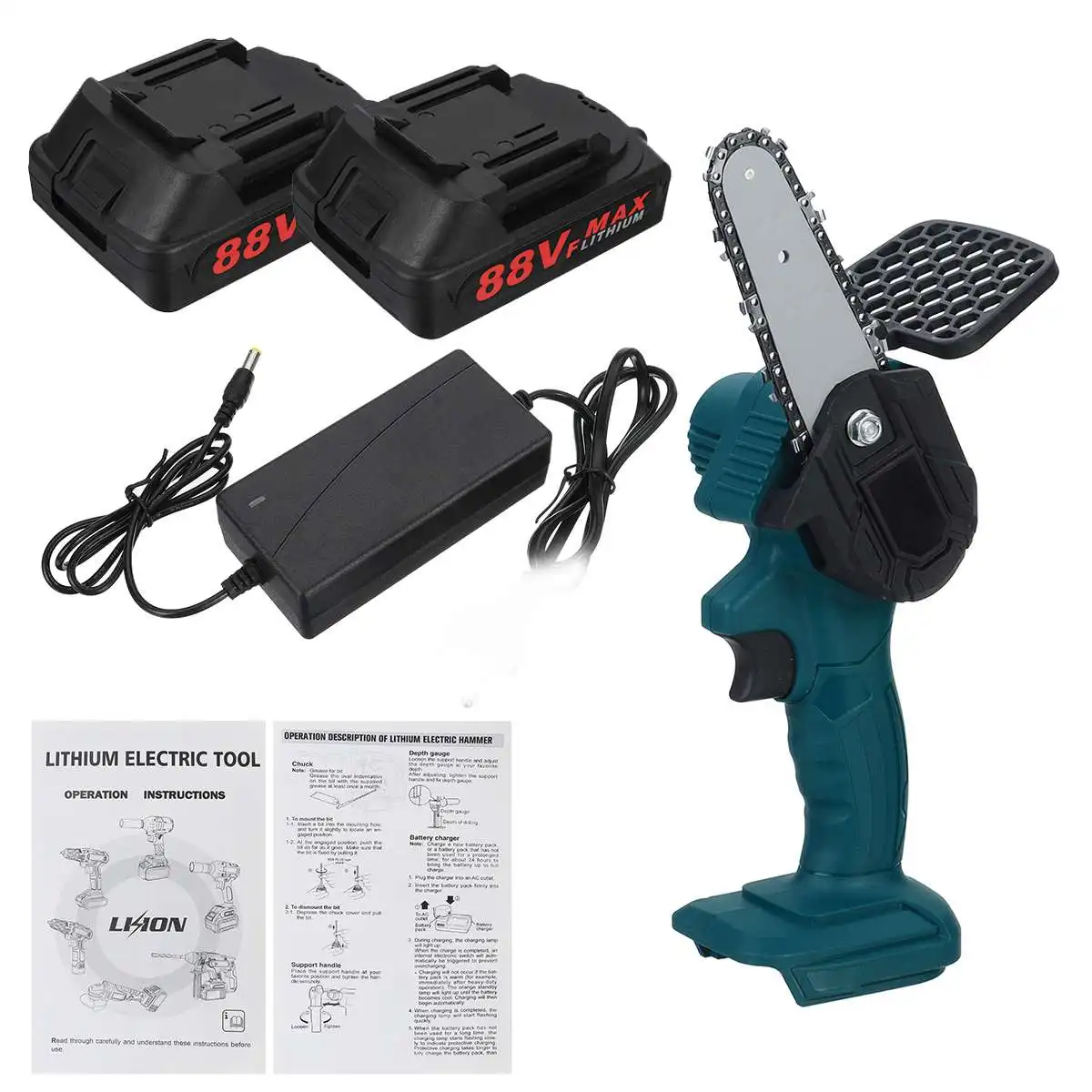 

88V 800W Electric Chain Saw Lithium Battery Mini Pruning One-handed Garden Tool With Chain Saws Rechargeable Woodworking Tool