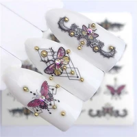 beautiful nail art tattoo sticker butterfly rose flower necklace designs stamping nail tip decoration water decals fw042