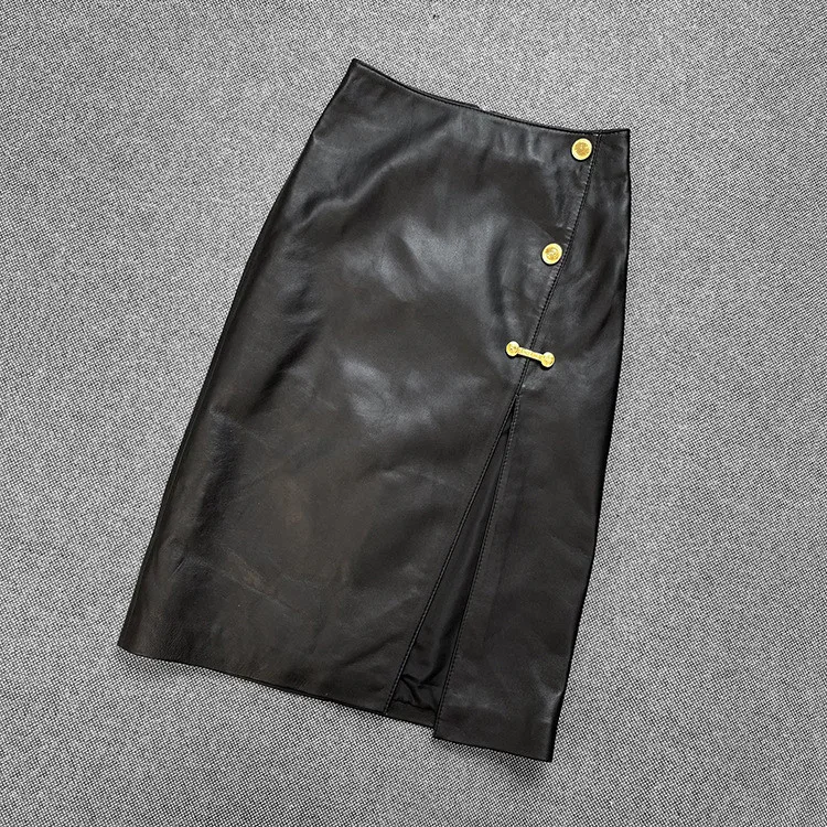 Женская юбка-карандаш из овечьей кожи шикарная кожаная юбка с высокой талией
