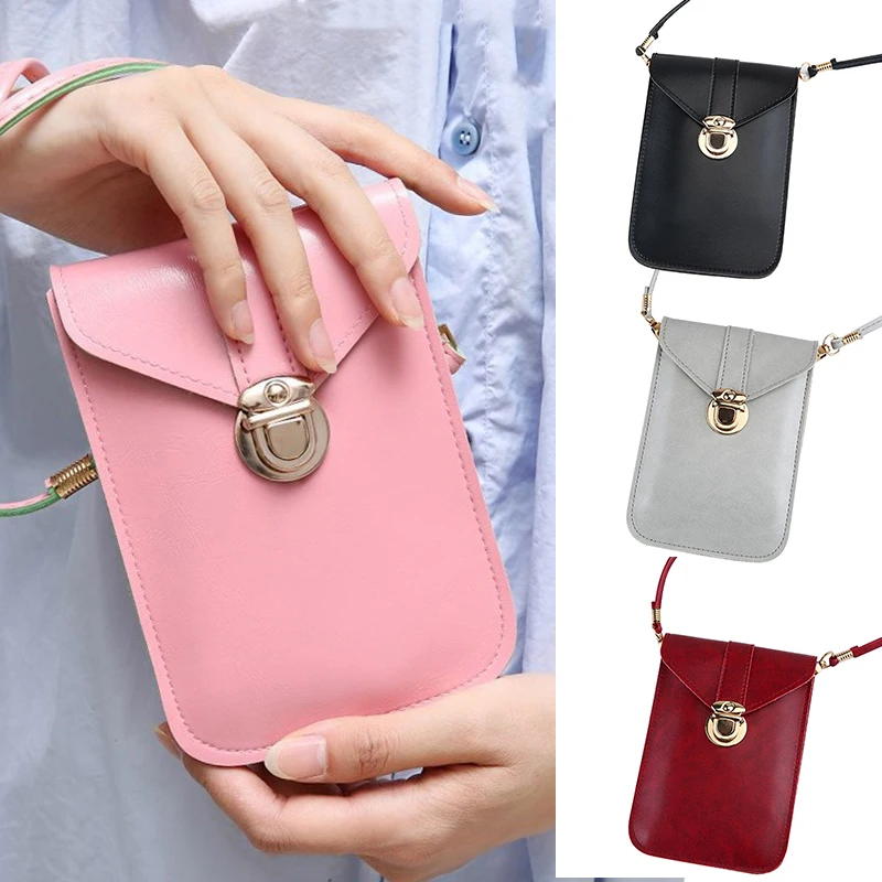 

2021 Fashion Women's Wallet Touches Screen PU Leather Change Bag Women Crossbody Mobile Phone Pouch Wallet Carteira Feminina