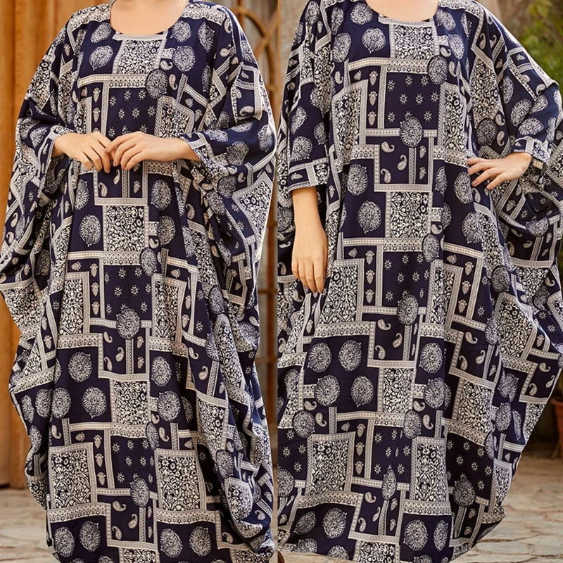 Мусульманское платье Дашики Рамадан Свободные повседневные платья с принтом
