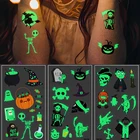 Светящаяся татуировка на Хэллоуин, призрак для детей, искусственная Татуировка со светящимися в темноте, водонепроницаемые Временные татуировки-наклейки
