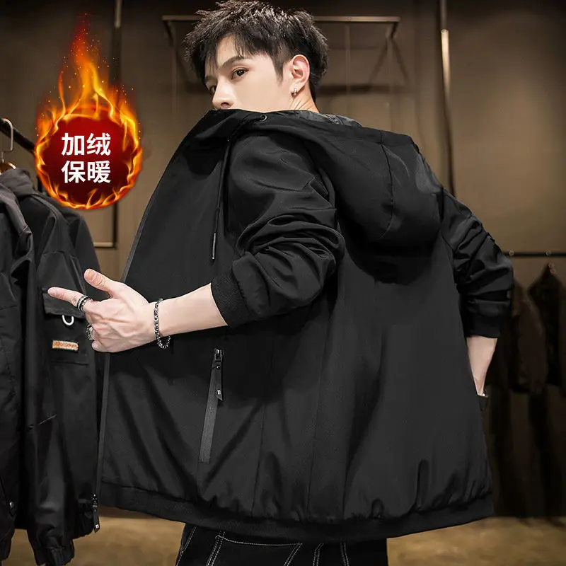 

2022 Spring Autumn Men’s Jacket Thick Windproof Coats Slim Fit Hooded Jackets for Men New Outwear Windbreaker Clothing for Youth