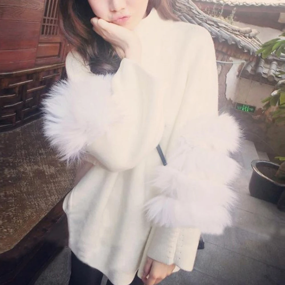 Women Oversized Fur Sweater Winter Truien Dames Fluffy Tunic Turtleneck Pull Femme Manche Longue 2020 Fashion Outwear | Женская одежда