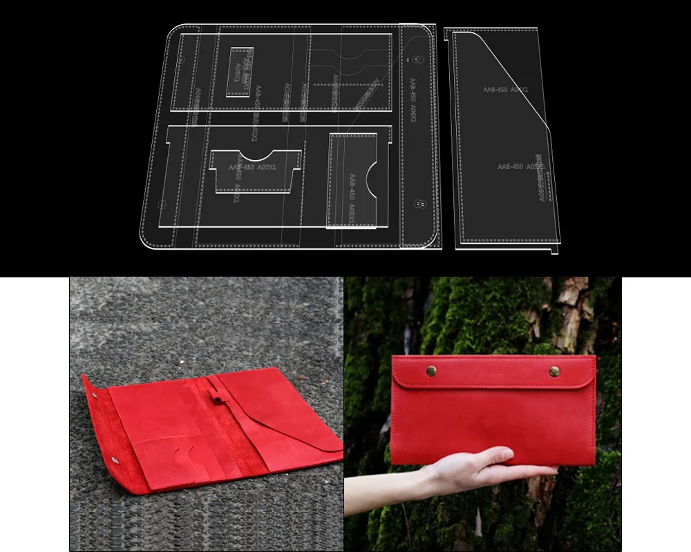 Клатч сумка Длинный кошелек бумажник бумажная сетка узор Сделай Сам кожаные