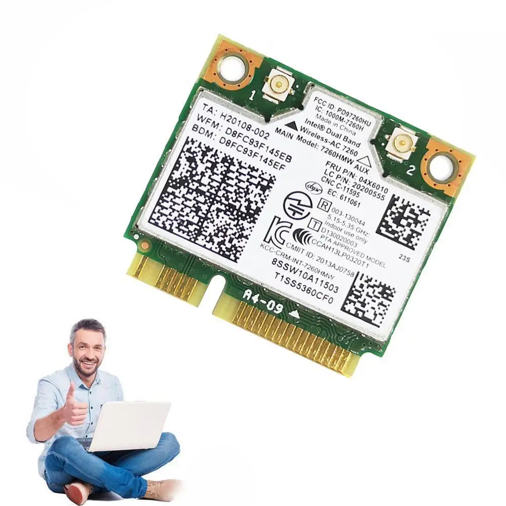 

For intel Dual Band Wireless-AC 7260HMW 7260AC FRU:04W3814 04X6010 WIFI S540 E440 S1 S440 card For THINKPAD E540 Mini half T8J5