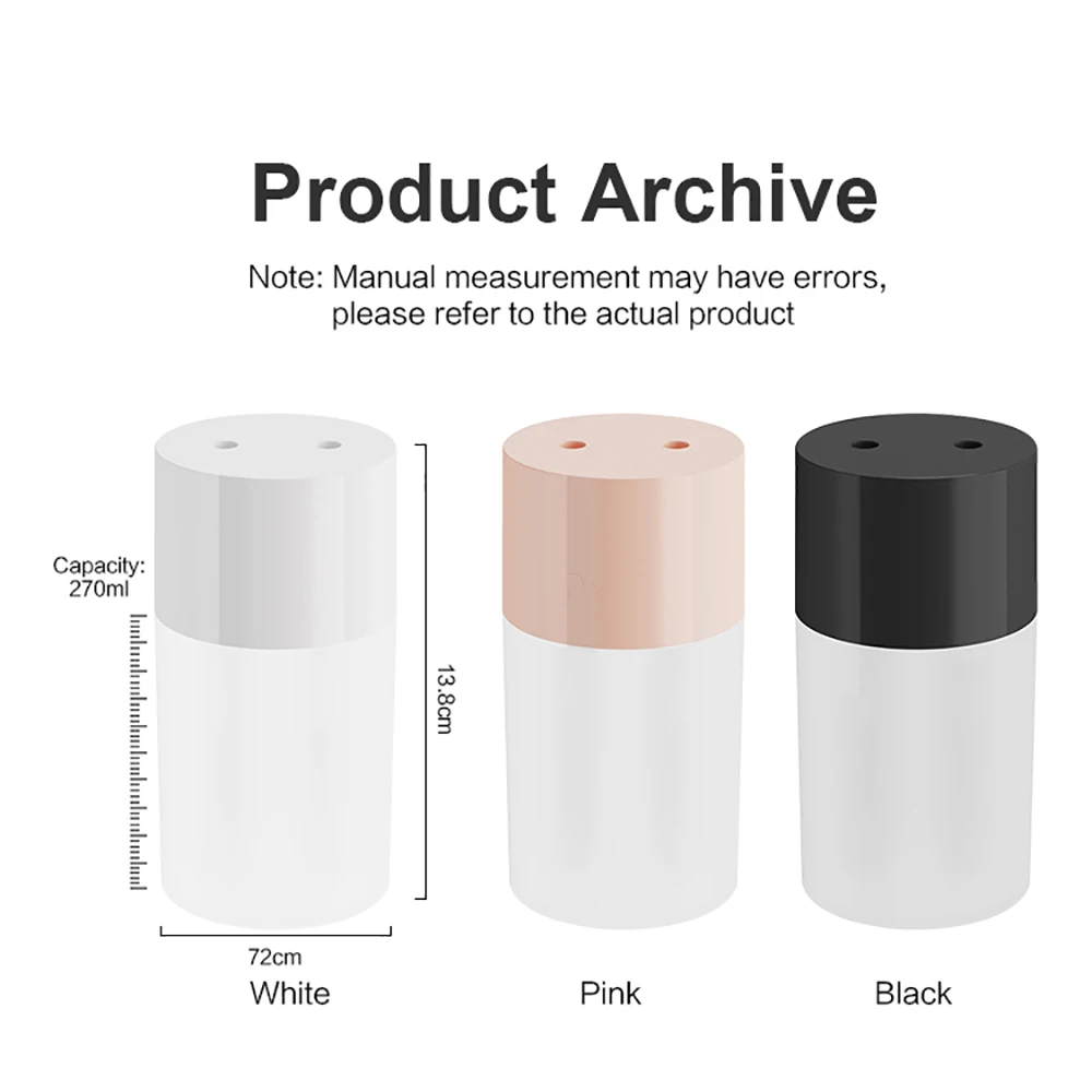 

Kinscoter Air Humidifier Double Spray Essential Oil Diffuser Portable Ultrasonic Aroma Humidificador With LED Lamp Mist Maker