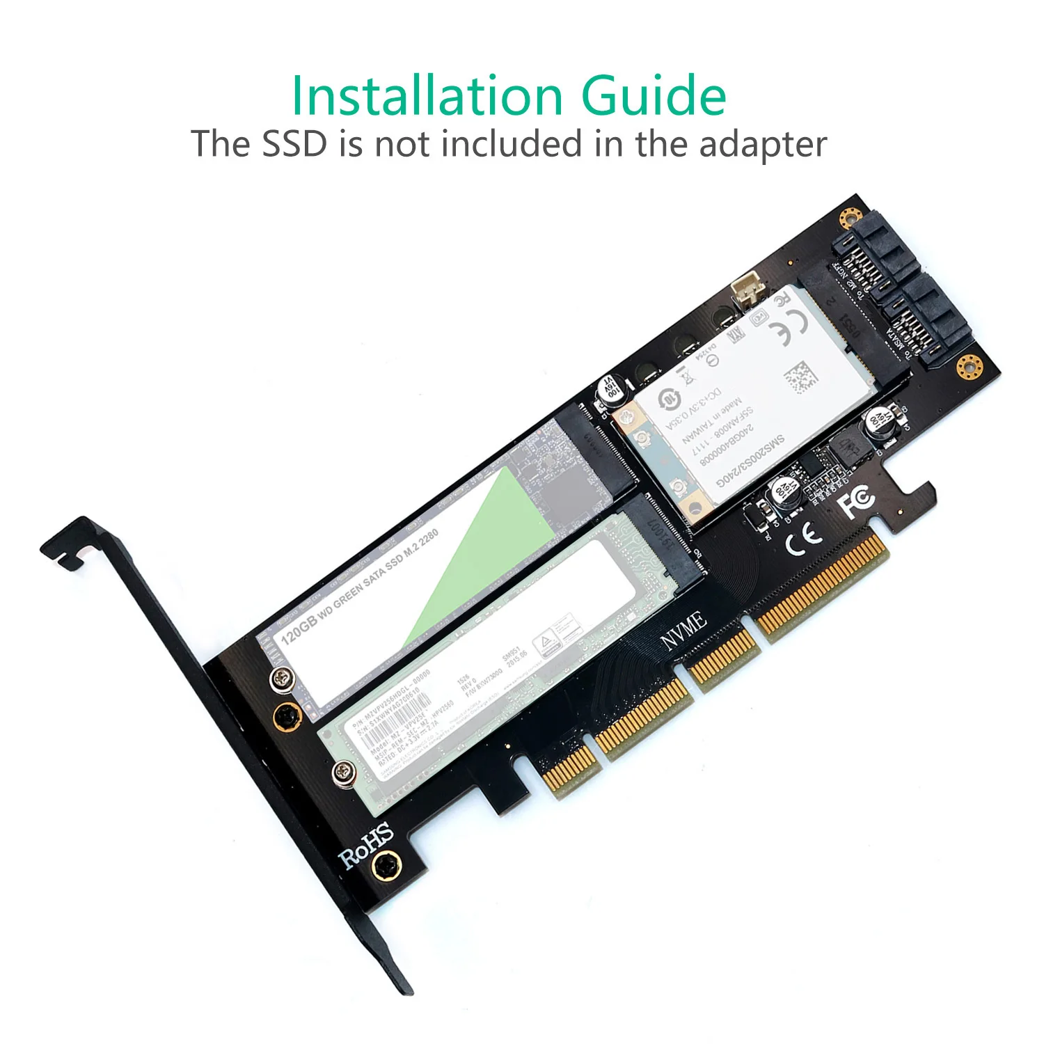 Обновление 3 в 1 Msata и для NVME M.2 SATA SSD M-Key B-Key на PCI-E 4X PCI Express 0 4 переходник SATA3 Riser Card |