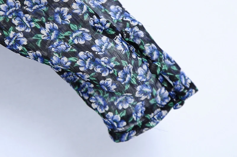 

Women Short Blouse Autumn 2020 New Fashion Long Sleeve Vintage Floral Print Shirt