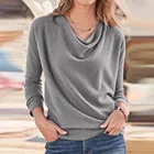 Модная серая рубашка, блузка большого размера, повседневные весенне-зимние женские топы, женская рубашка с длинным рукавом, блузки, пуловеры