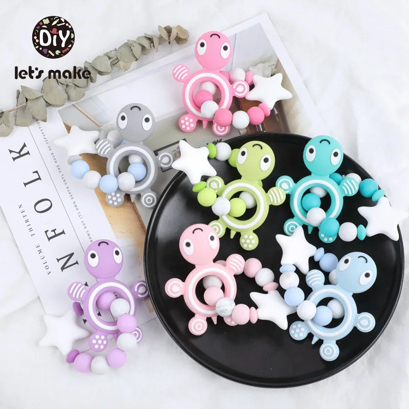 

Let's Make 1pc Baby Teether Food Grade Silicone Rodent Animal Turtle Nursing Bracelet Silicone Beads Baby Teething Nursing Toys
