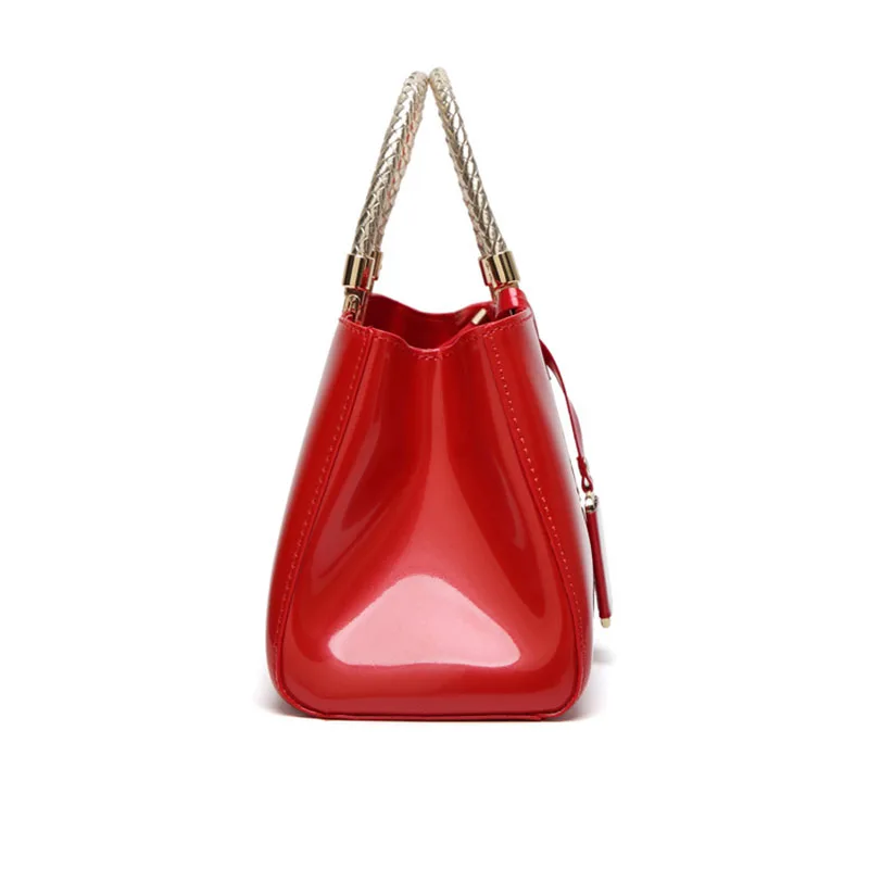 

Patent Leather Shiny Women Evening Bags Handbag Tassels Pure Color Fashion Wedding Bag Female Tote Hand Bags B610