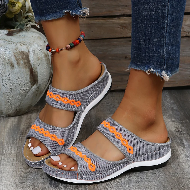 

2022 Summer Women Wedge Sandals Premium Orthopedic Open Toe Sandals Vintage Anti-slip Leather Casual Female Platform Retro Shoes