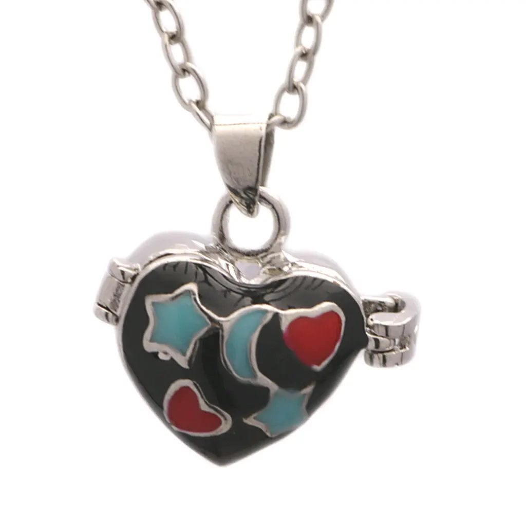 

Hot Selling Vintage Heart Shaped Pendant Necklace Openable Glue Dropping Fashion Jewelry for Women Girlfriend Gifts Wholesale