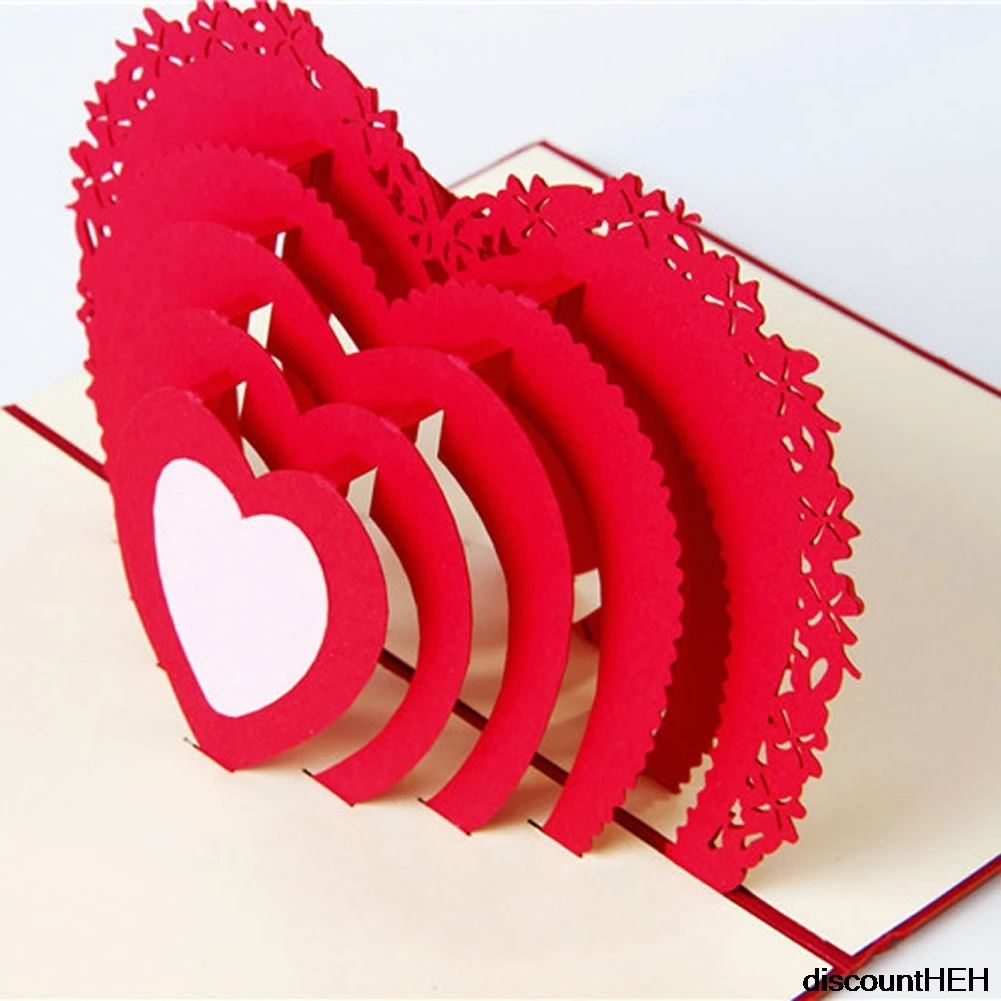 Романтическая бумажная 3D лазерная всплывающая открытка подарочные открытки на