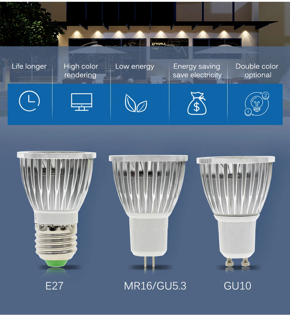 Светодиодный прожектор E27 GU10 GU5.3 AC85-265V/MR16 12V Высокая яркость COB 5 Вт белый/теплый белый свет лампы