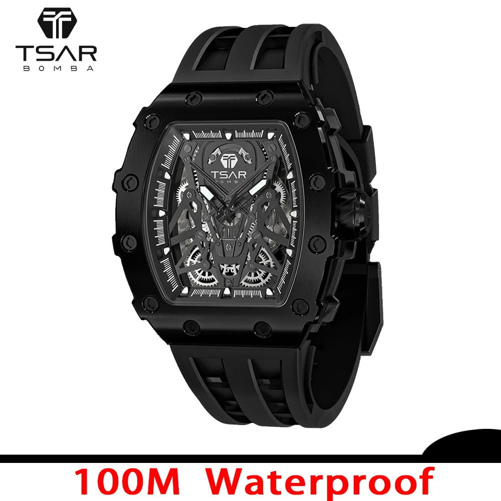 TSAR BOMBA Mens Automatic Watch Sapphire 316L Stainless Steel Japanese Movement Waterproof Sports Luxury Mechanic Wristwatch