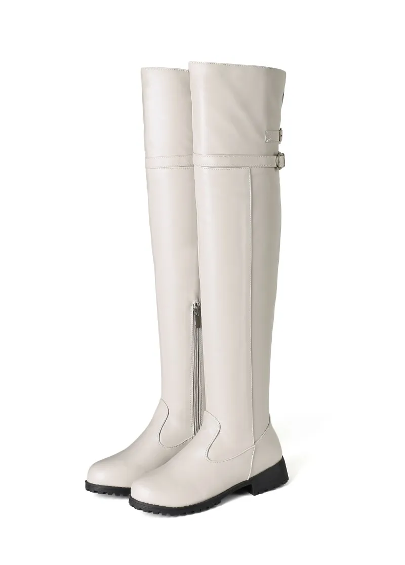 Высокие сапоги до бедра Сапоги колена выше Женские зимние с ремешком Большие