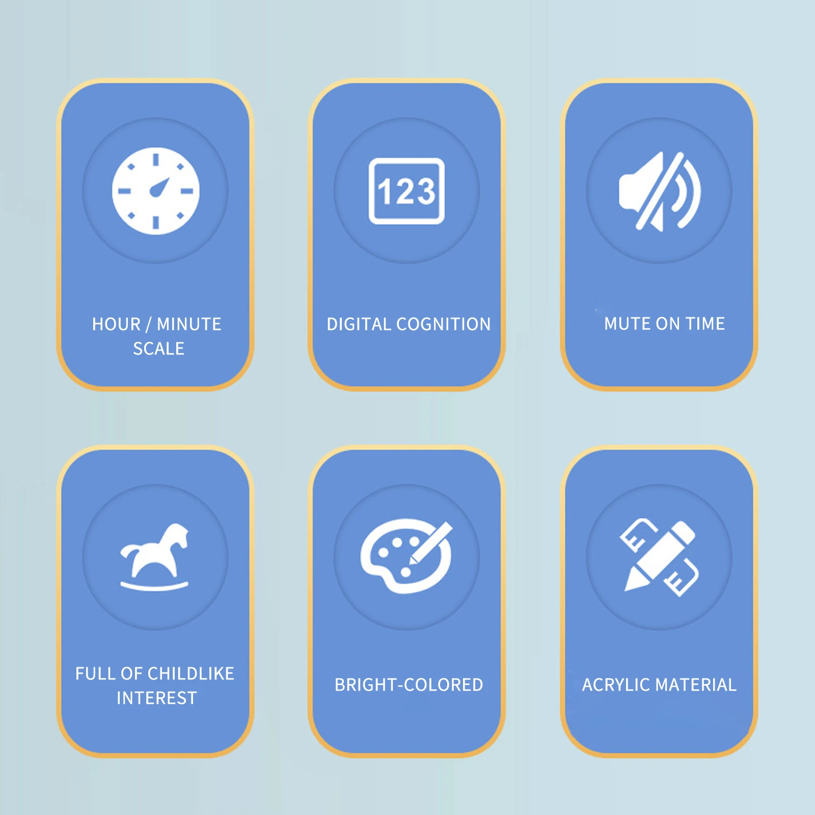 Креативный детский мультяшный будильник на батарейках беззвучный металлический