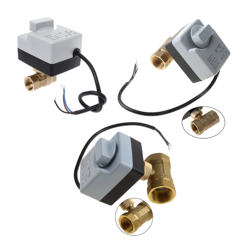 

2021 New AC220V DN15 DN20 DN25 2 Way 3 Wires Brass Motorized Ball Valve Electric Actuato With Manual Switch