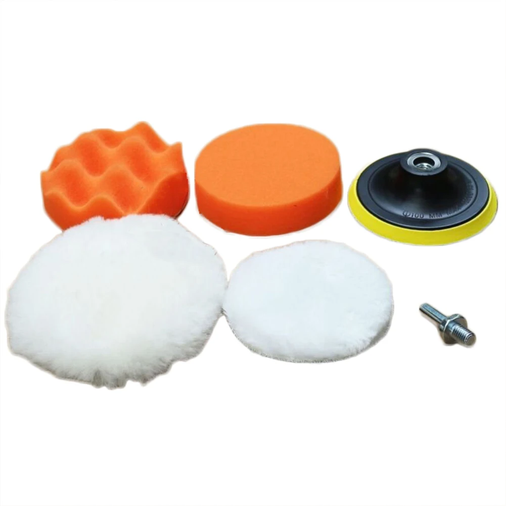 

6PCS 100mm/4" Car Polisher Buffing Pad Kit Pads Backing Plate And Drill Shank