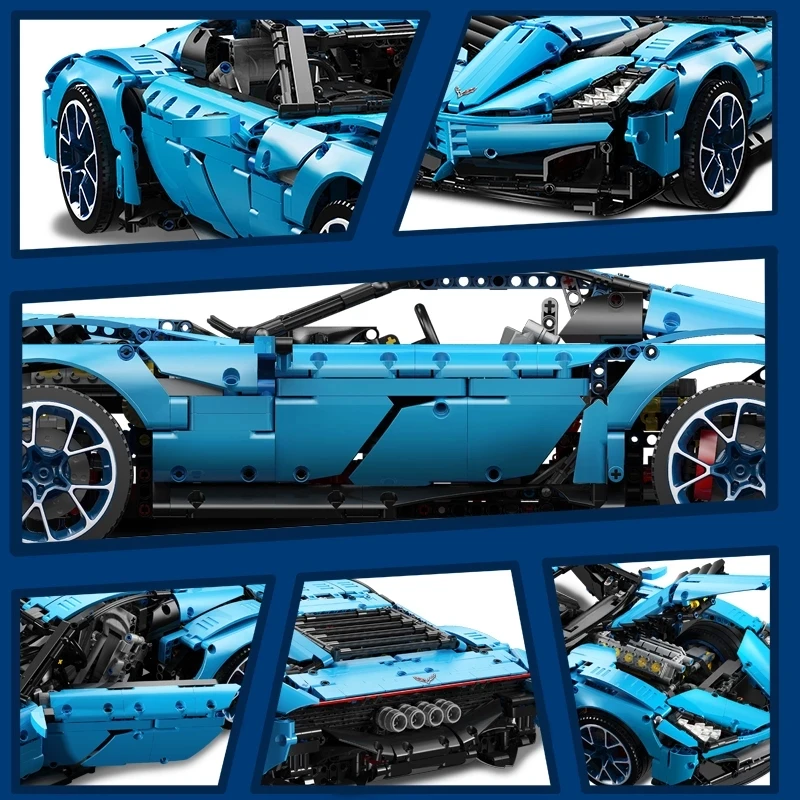 

Citys Technic RC Car Building Blocks MOC-31189 Corvetted Grand Sport Racing Car Simulation Model Vehicle Bricks Gifts for Boys